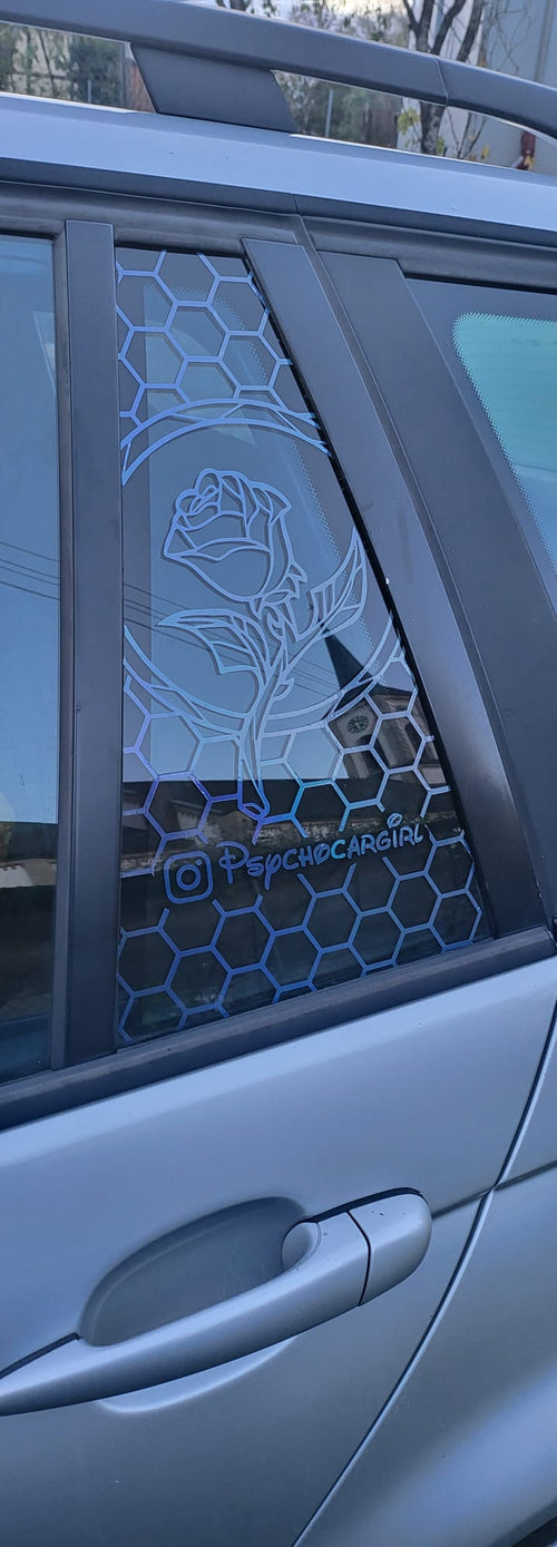 Autoaufkleber Rose mit Wabenmuster – Seitenscheiben-Design